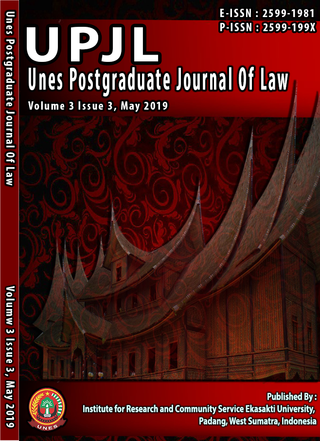 					View Vol. 3 No. 3 (2019): UNES Posgraduate Journal of Law (UPJL) May 2019
				