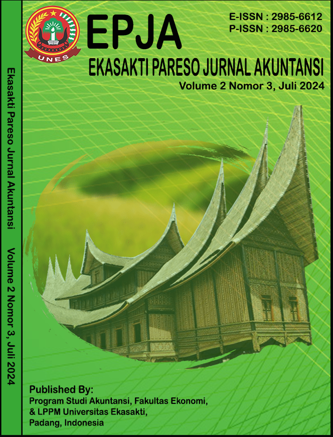 					View Vol. 2 No. 3 (2024): (EPJA) Ekasakti Pareso Jurnal Akuntansi (Juli 2024)
				